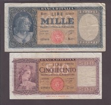 ITALY P.80b+88d. 500+ 1000
