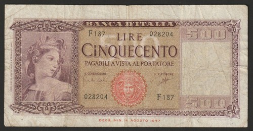 000801 italy 500 lire 1961 - italy,