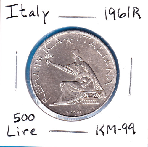 1961r italy 500 - lire, (km-99)